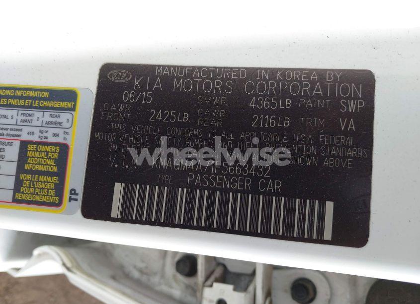 Photo 9 of 2015 Kia Optima LX (VIN KNAGM4A71F5663432)