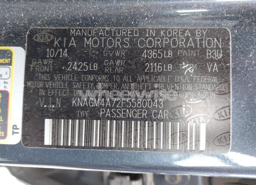 Photo 9 of 2015 Kia Optima LX (VIN KNAGM4A72F5580043)