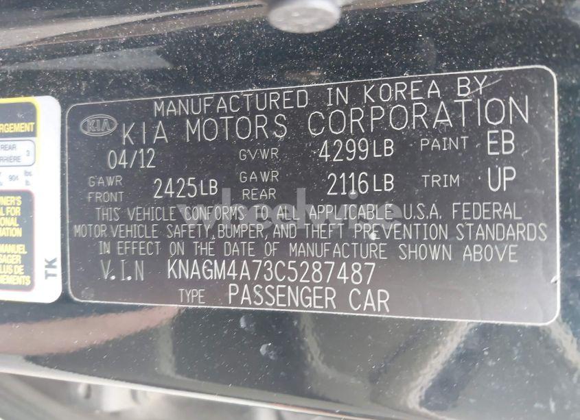 Photo 9 of 2012 Kia Optima LX (VIN KNAGM4A73C5287487)