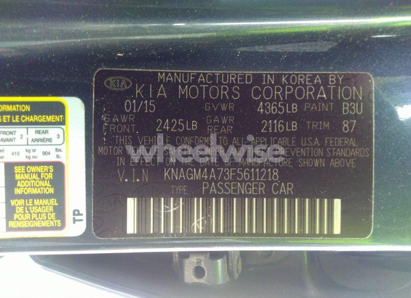 Photo 9 of 2015 Kia Optima LX (VIN KNAGM4A73F5611218)