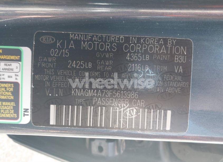 Photo 9 of 2015 Kia Optima LX (VIN KNAGM4A73F5613986)