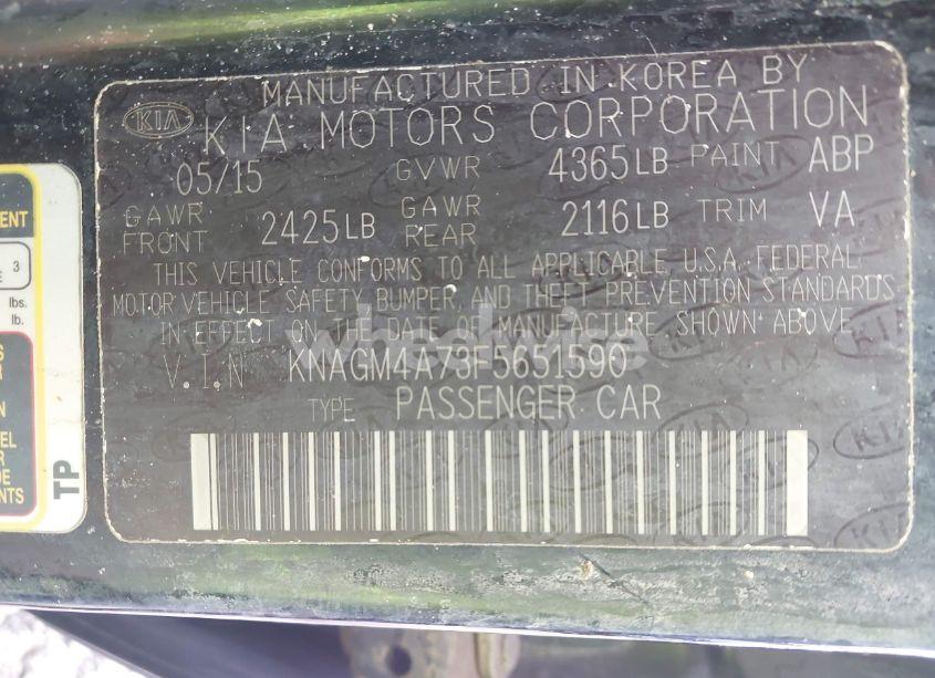 Photo 9 of 2015 Kia Optima LX (VIN KNAGM4A73F5651590)