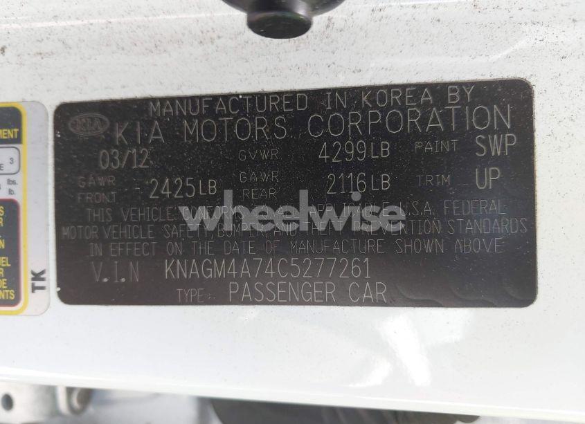 Photo 9 of 2012 Kia Optima LX (VIN KNAGM4A74C5277261)