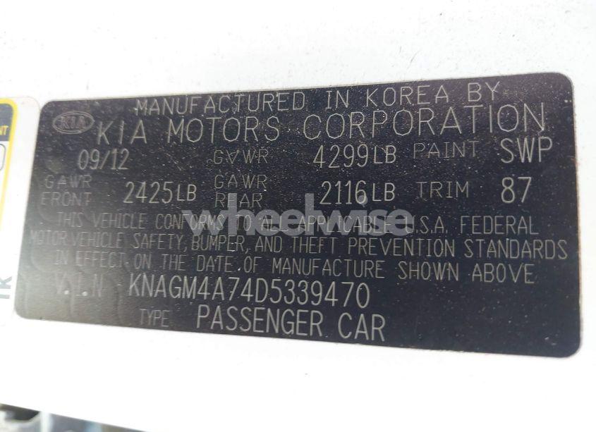 Photo 9 of 2013 Kia Optima LX (VIN KNAGM4A74D5339470)