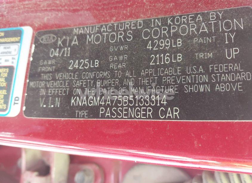 Photo 9 of 2011 Kia Optima LX (VIN KNAGM4A75B5133314)