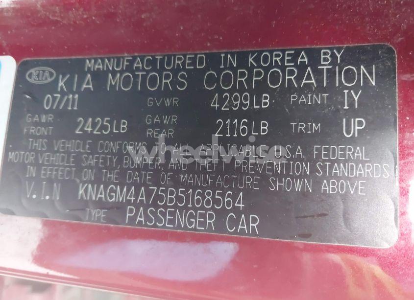 Photo 9 of 2011 Kia Optima LX (VIN KNAGM4A75B5168564)