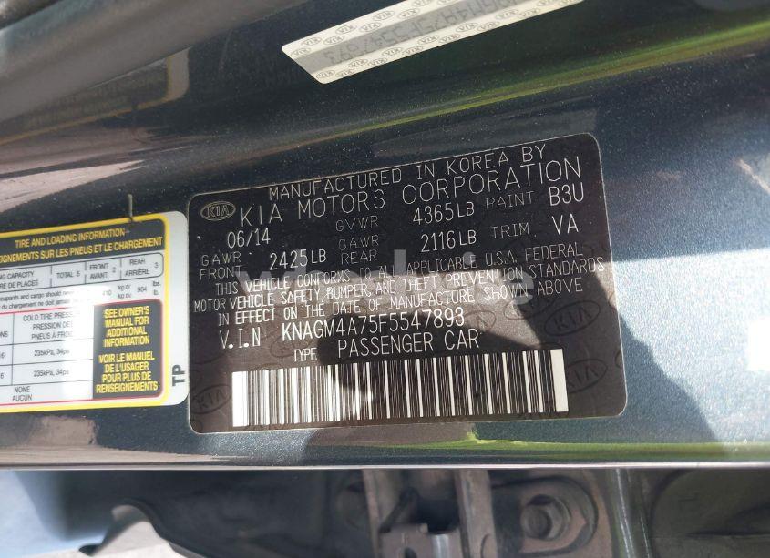 Photo 9 of 2015 Kia Optima LX (VIN KNAGM4A75F5547893)