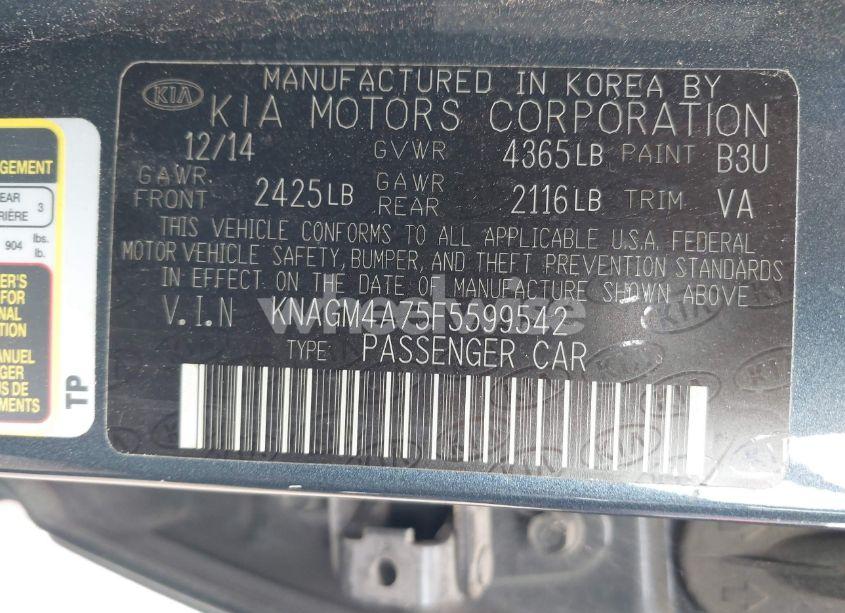 Photo 9 of 2015 Kia Optima LX (VIN KNAGM4A75F5599542)