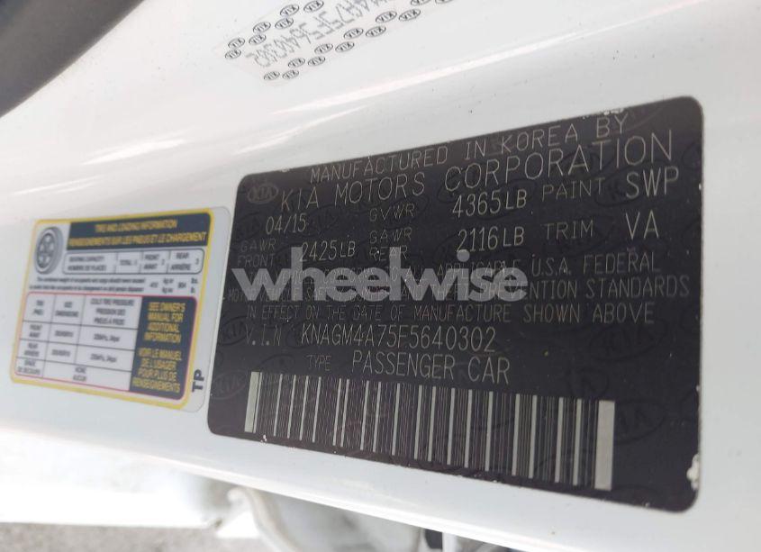 Photo 9 of 2015 Kia Optima LX (VIN KNAGM4A75F5640302)