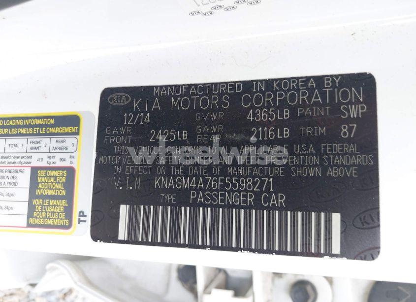 Photo 9 of 2015 Kia Optima LX (VIN KNAGM4A76F5598271)
