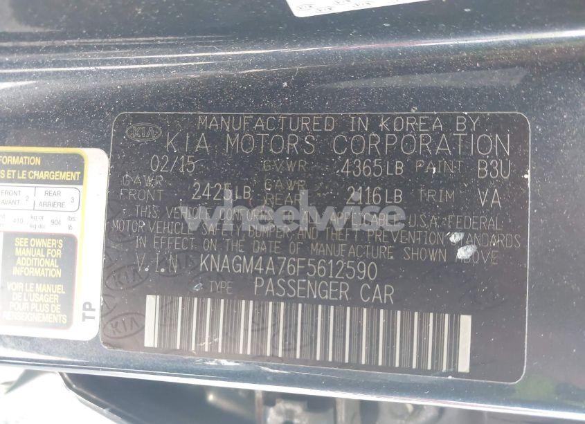 Photo 9 of 2015 Kia Optima LX (VIN KNAGM4A76F5612590)