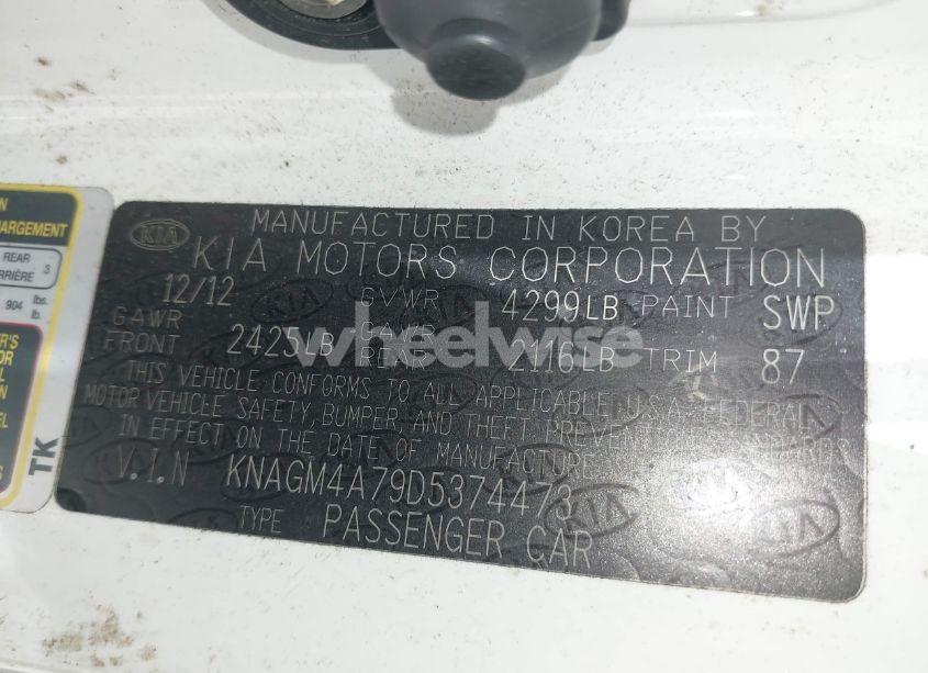 Photo 9 of 2013 Kia Optima LX (VIN KNAGM4A79D5374473)