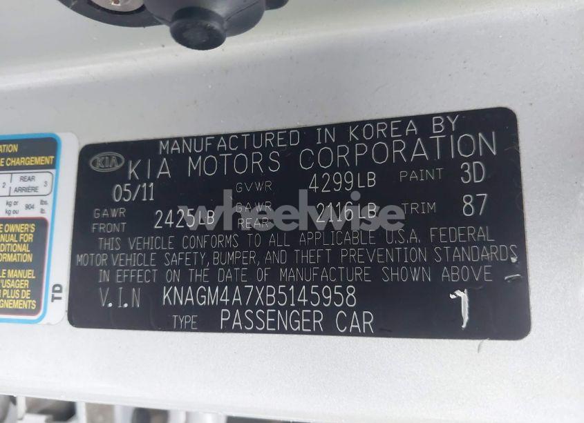 Photo 9 of 2011 Kia Optima LX (VIN KNAGM4A7XB5145958)