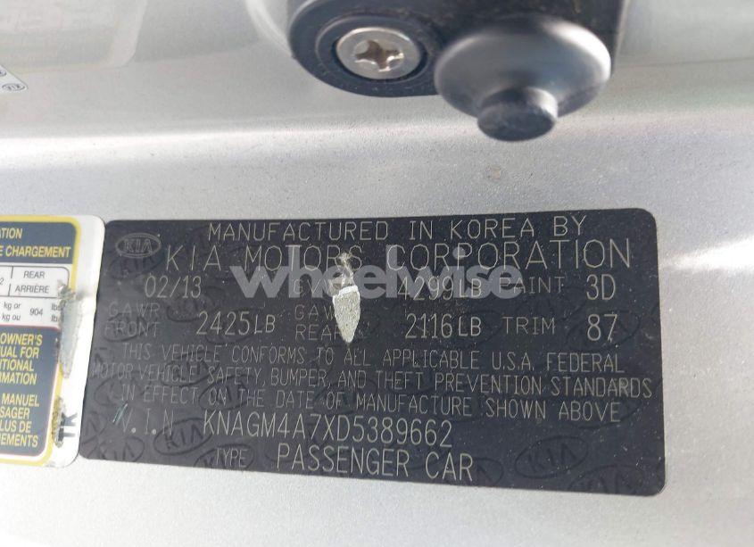 Photo 9 of 2013 Kia Optima LX (VIN KNAGM4A7XD5389662)