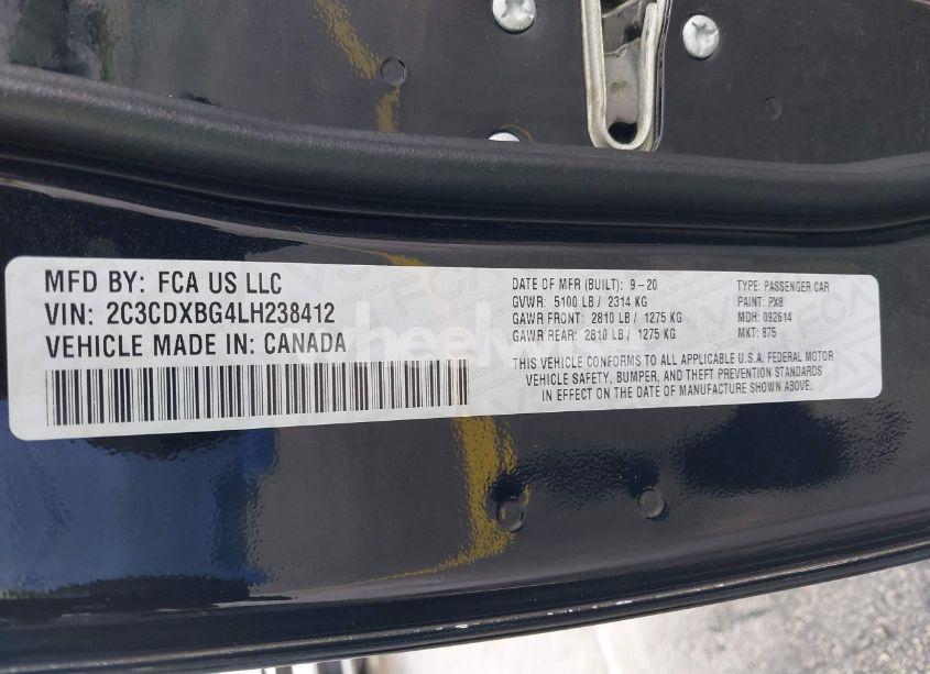 Photo 9 of 2020 Dodge Charger SXT RWD (VIN KNAGM4A7XF5******)