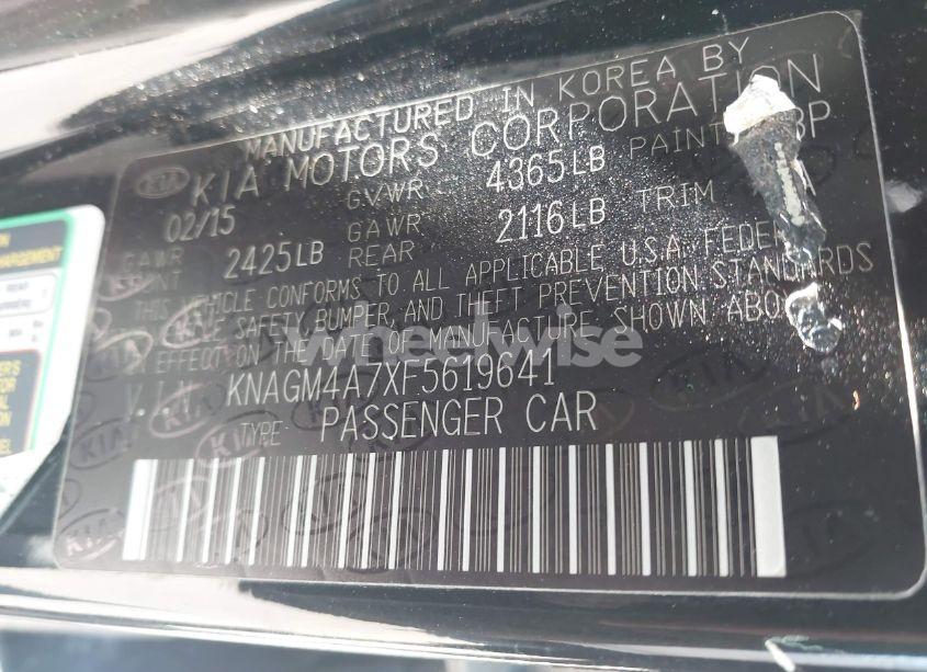 Photo 9 of 2015 Kia Optima LX (VIN KNAGM4A7XF5619641)