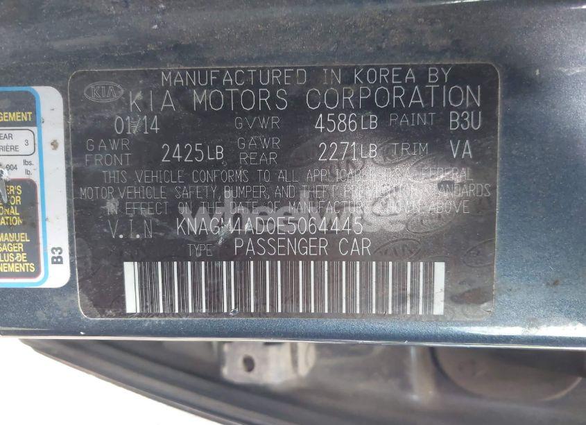 Photo 9 of 2014 Kia Optima HYBRID LX (VIN KNAGM4AD0E5064445)