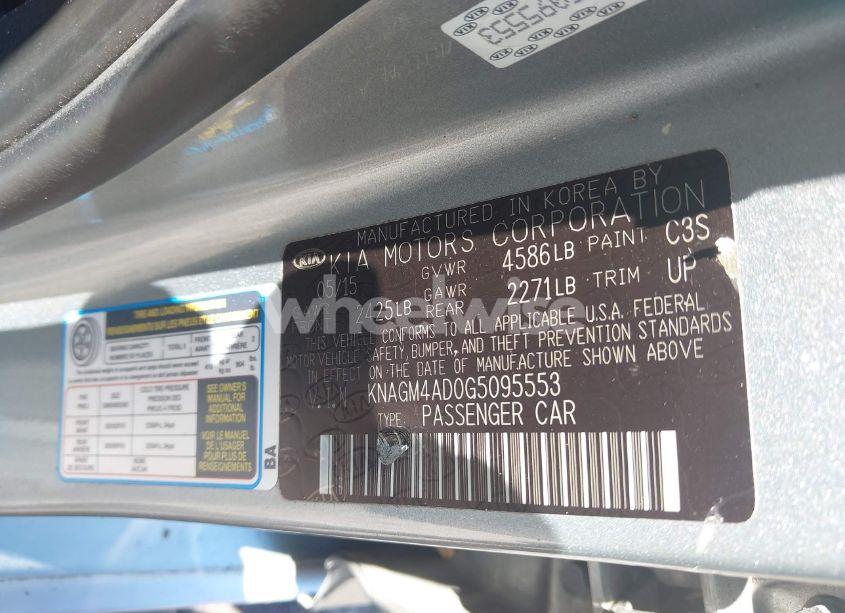 Photo 9 of 2016 Kia Optima HYBRID (VIN KNAGM4AD0G5095553)