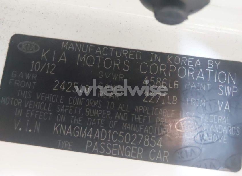 Photo 9 of 2012 Kia Optima HYBRID EX (VIN KNAGM4AD1C5027854)