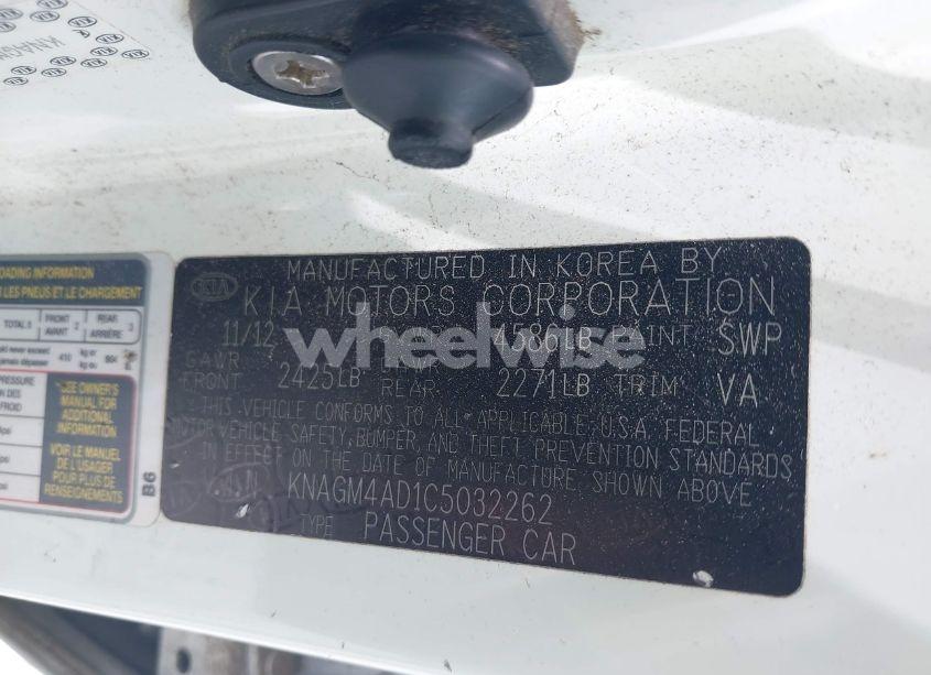 Photo 9 of 2012 Kia Optima HYBRID EX (VIN KNAGM4AD1C5032262)