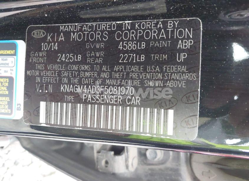 Photo 9 of 2015 Kia Optima HYBRID (VIN KNAGM4AD3F5081970)