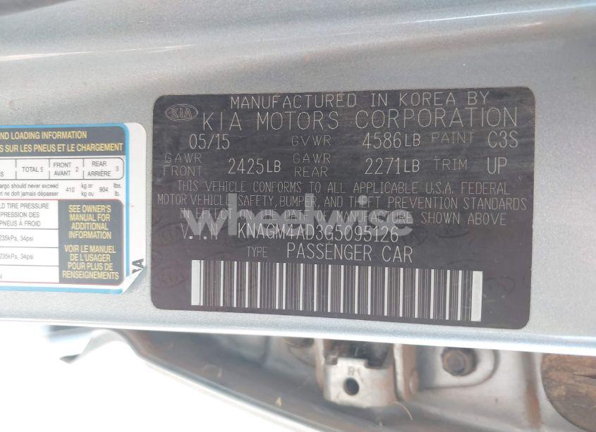 Photo 9 of 2016 Kia Optima HYBRID (VIN KNAGM4AD3G5095126)