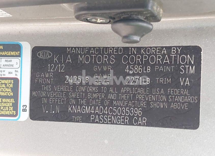 Photo 9 of 2012 Kia Optima HYBRID EX (VIN KNAGM4AD4C5035396)