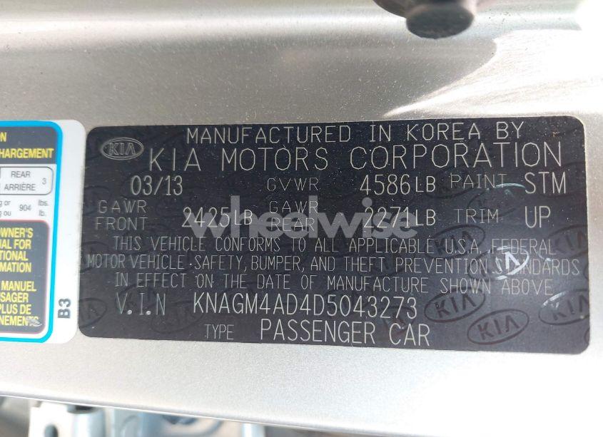 Photo 9 of 2013 Kia Optima HYBRID LX (VIN KNAGM4AD4D5043273)