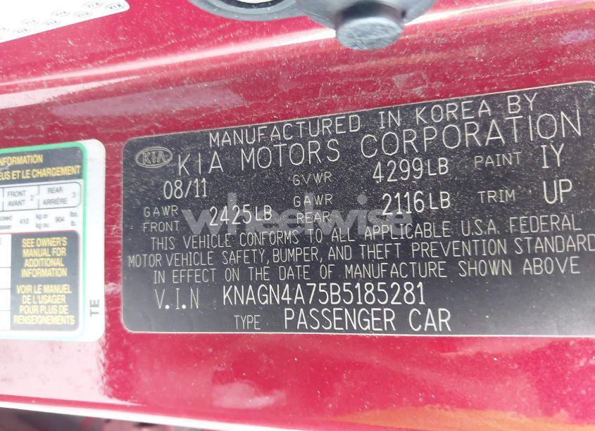 Photo 9 of 2011 Kia Optima EX (VIN KNAGN4A75B5185281)