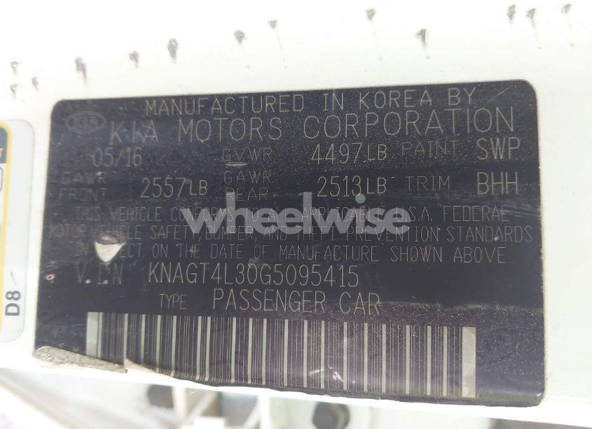 Photo 9 of 2016 Kia Optima LX (VIN KNAGT4L30G5095415)