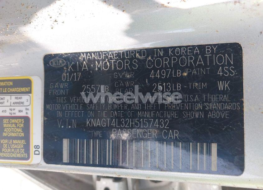 Photo 9 of 2017 Kia Optima LX (VIN KNAGT4L32H5157432)