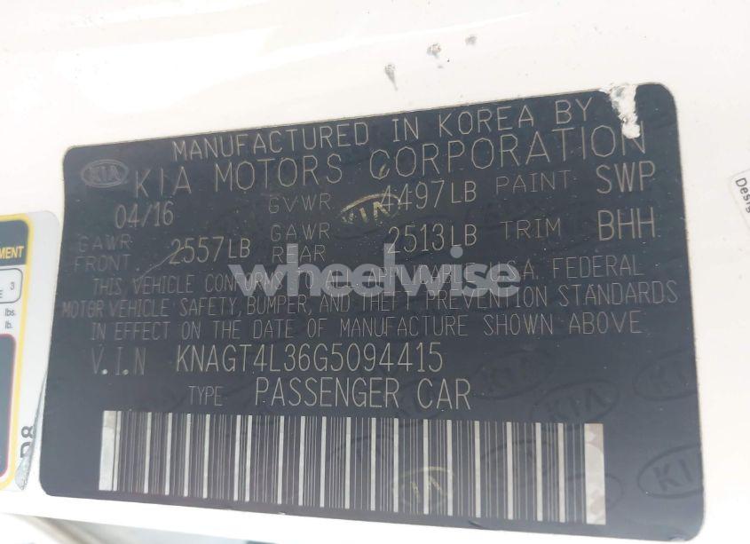 Photo 9 of 2016 Kia Optima LX (VIN KNAGT4L36G5094415)