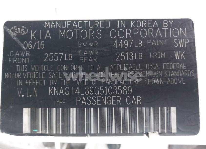 Photo 9 of 2016 Kia Optima LX (VIN KNAGT4L39G5103589)