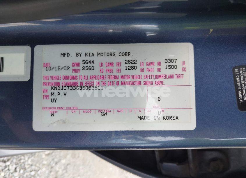 Photo 9 of 2003 Kia Sorento EX/LX (VIN KNDJC733635063511)