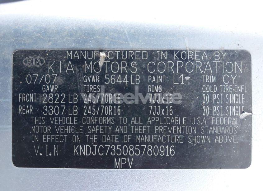 Photo 9 of 2008 Kia Sorento LX (VIN KNDJC735085780916)
