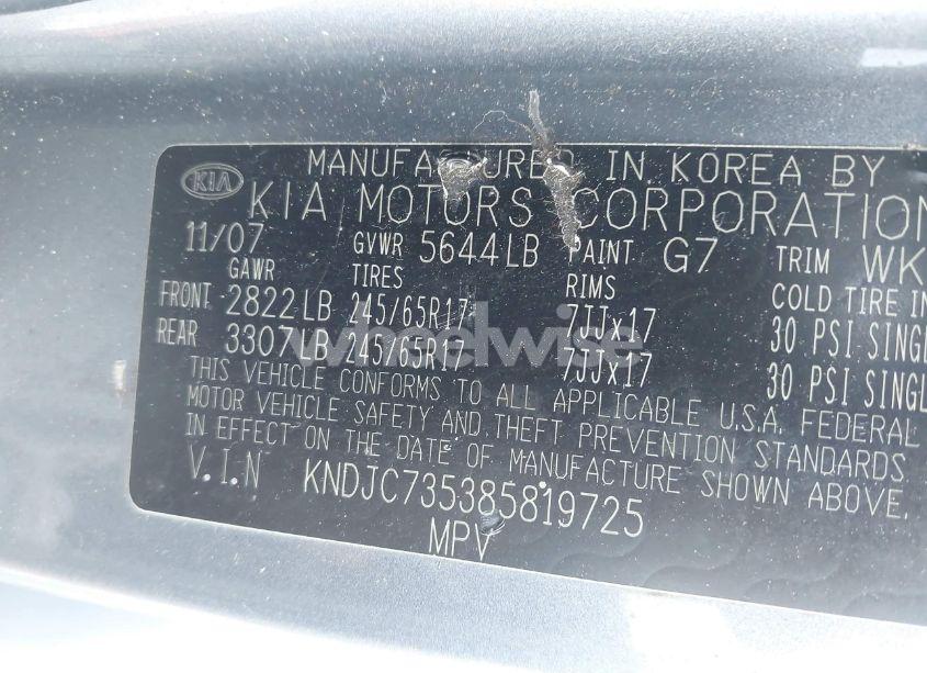 Photo 9 of 2008 Kia Sorento LX (VIN KNDJC735385819725)