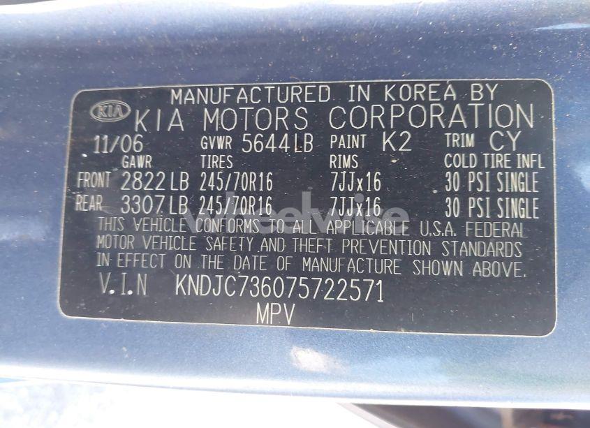 Photo 9 of 2007 Kia Sorento LX (VIN KNDJC736075722571)