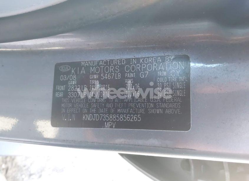 Photo 9 of 2008 Kia Sorento LX (VIN KNDJD735885856265)