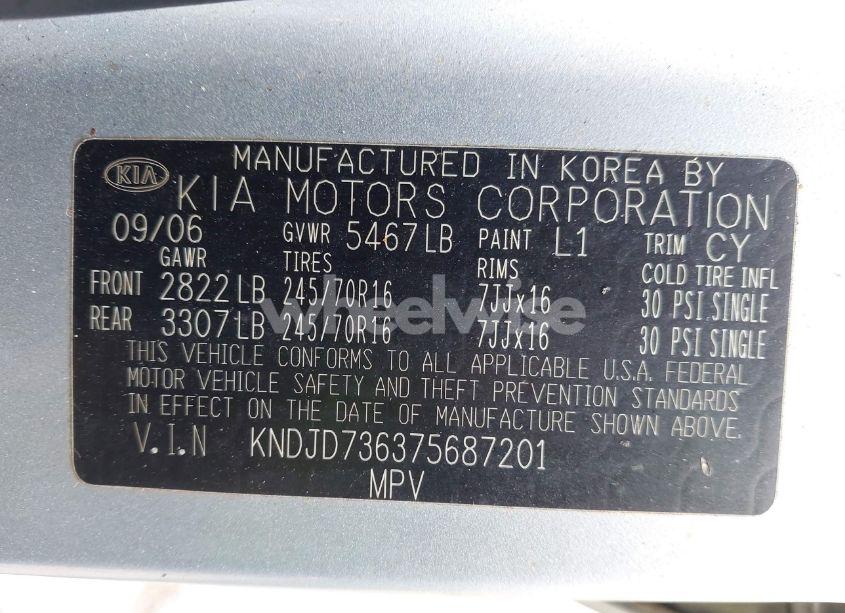 Photo 9 of 2007 Kia Sorento (VIN KNDJD736375687201)