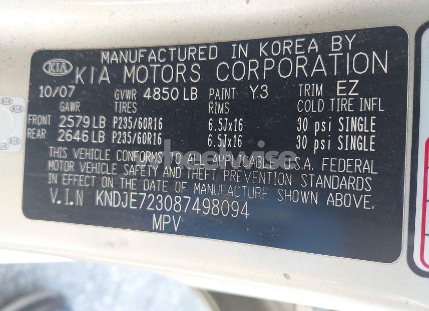 Photo 9 of 2008 Kia Sportage LX V6 (VIN KNDJE723087498094)