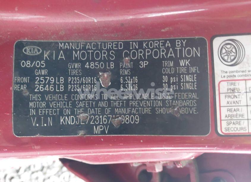 Photo 9 of 2006 Kia Sportage EX V6/LX V6 (VIN KNDJE723167159809)