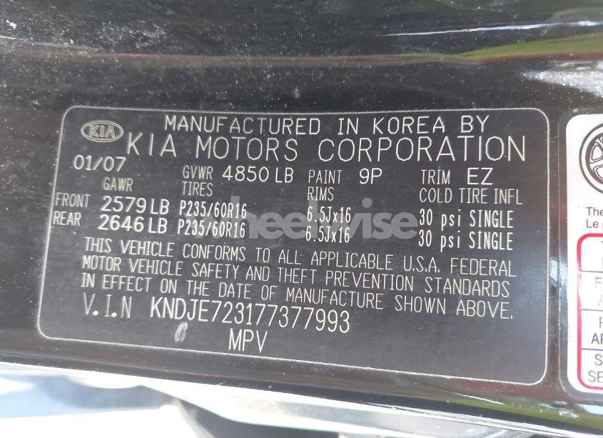 Photo 9 of 2007 Kia Sportage EX V6 (VIN KNDJE723177377993)