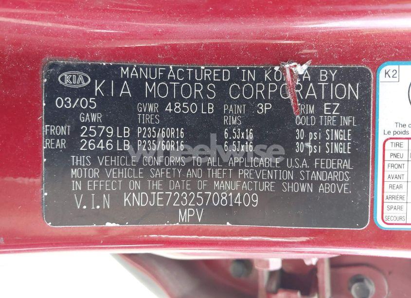 Photo 9 of 2005 Kia Sportage EX V6/LX V6 (VIN KNDJE723257081409)