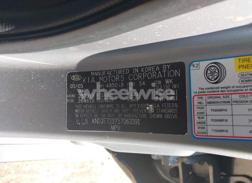 Photo 9 of 2005 Kia Sportage EX V6/LX V6 (VIN KNDJE723757063391)