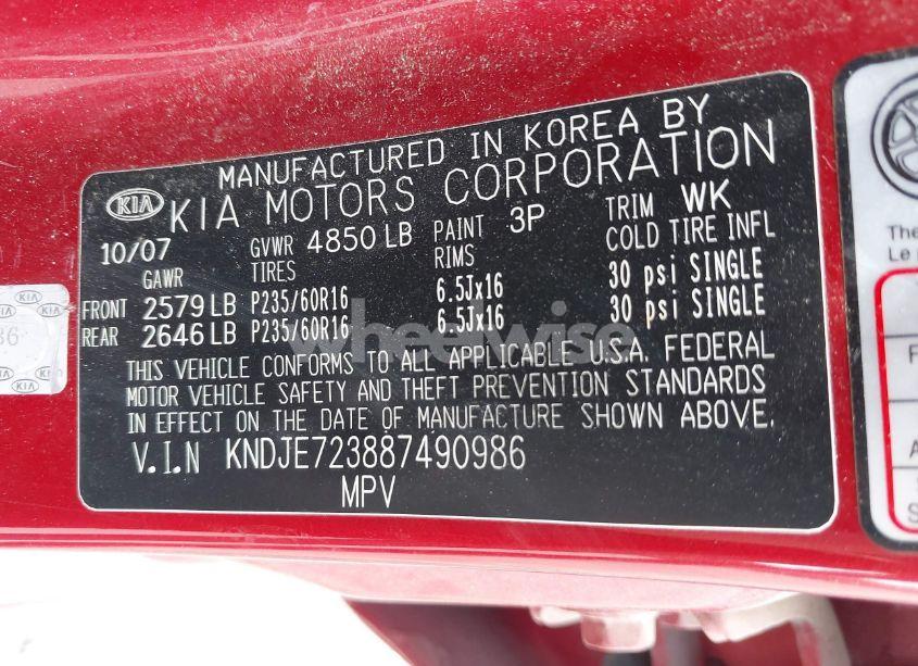 Photo 9 of 2008 Kia Sportage LX V6 (VIN KNDJE723887490986)