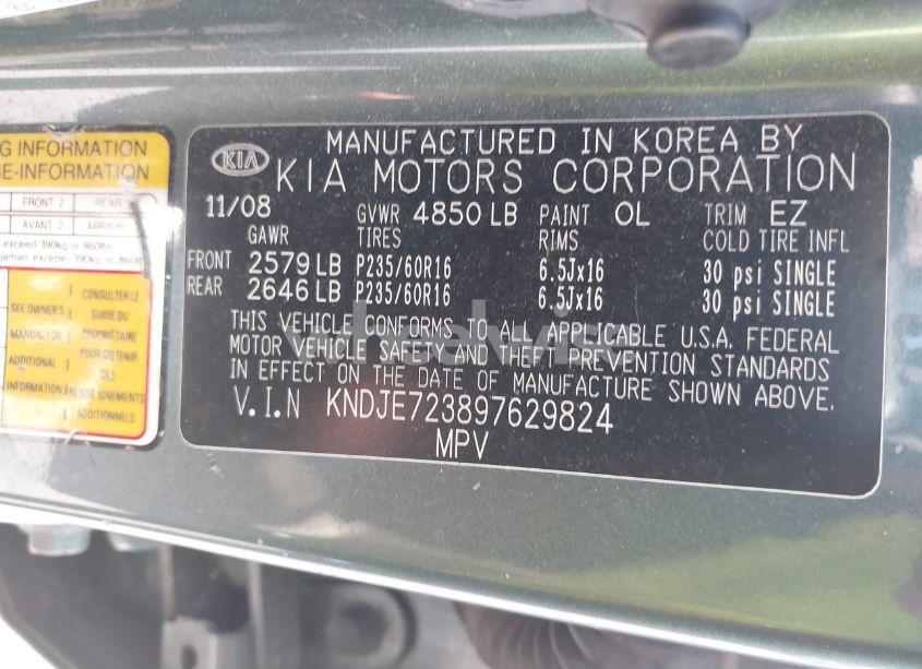 Photo 9 of 2009 Kia Sportage LX V6 (VIN KNDJE723897629824)