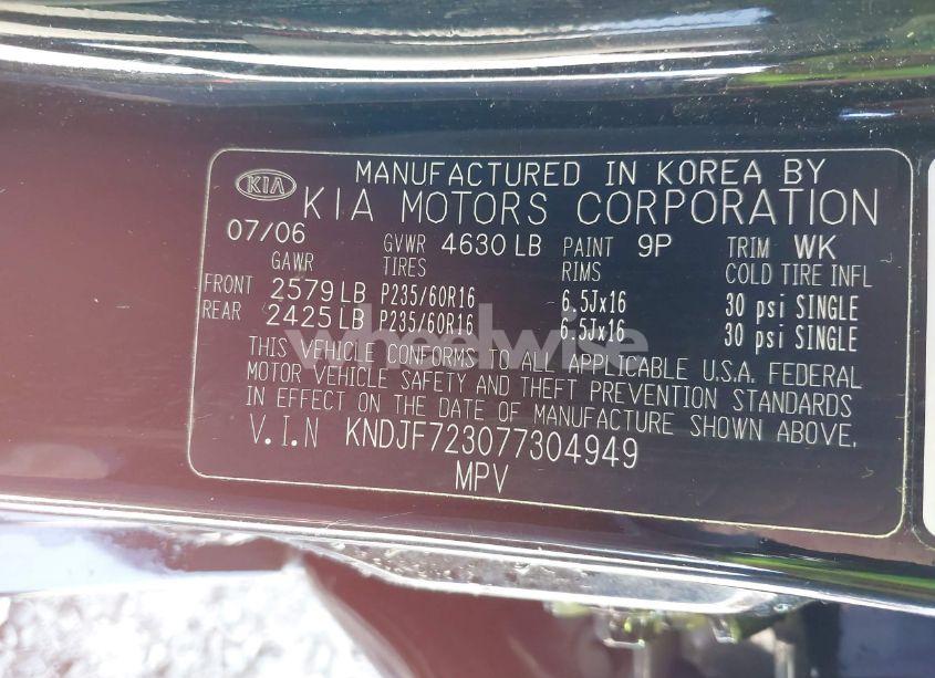 Photo 9 of 2007 Kia Sportage EX V6 (VIN KNDJF723077304949)