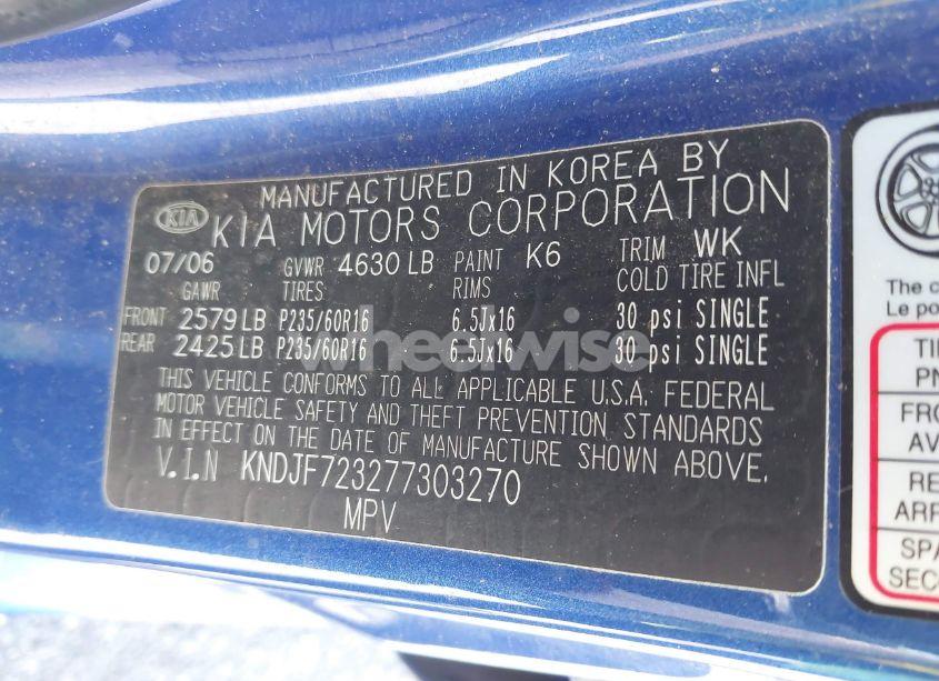 Photo 9 of 2007 Kia Sportage LX V6 (VIN KNDJF723277303270)