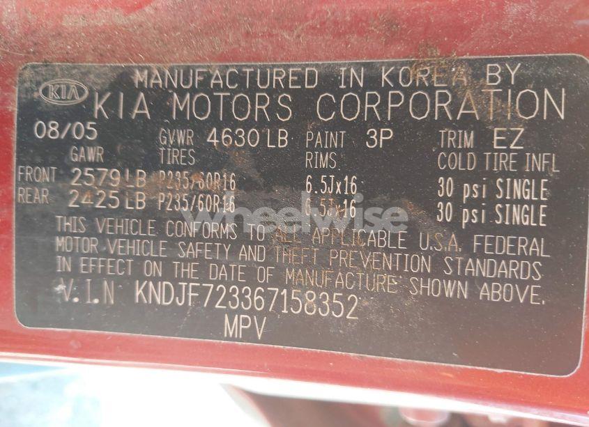 Photo 9 of 2006 Kia Sportage EX V6/LX V6 (VIN KNDJF723367158352)