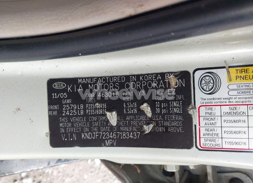 Photo 9 of 2006 Kia Sportage EX V6/LX V6 (VIN KNDJF723467183437)